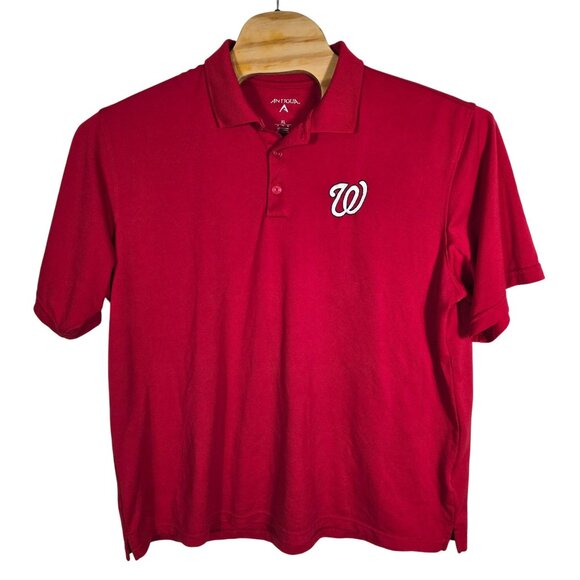 Antigua Washington Nationals Red Polo Shirt XL 100% Polyester Embroidered Logo‎ - Picture 2 of 7